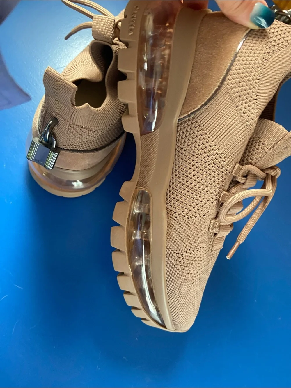 CARVELA Platform Y2K Bubble Cleat Knit Sneaker Tan Beige Trainers FUNKY 8 38
